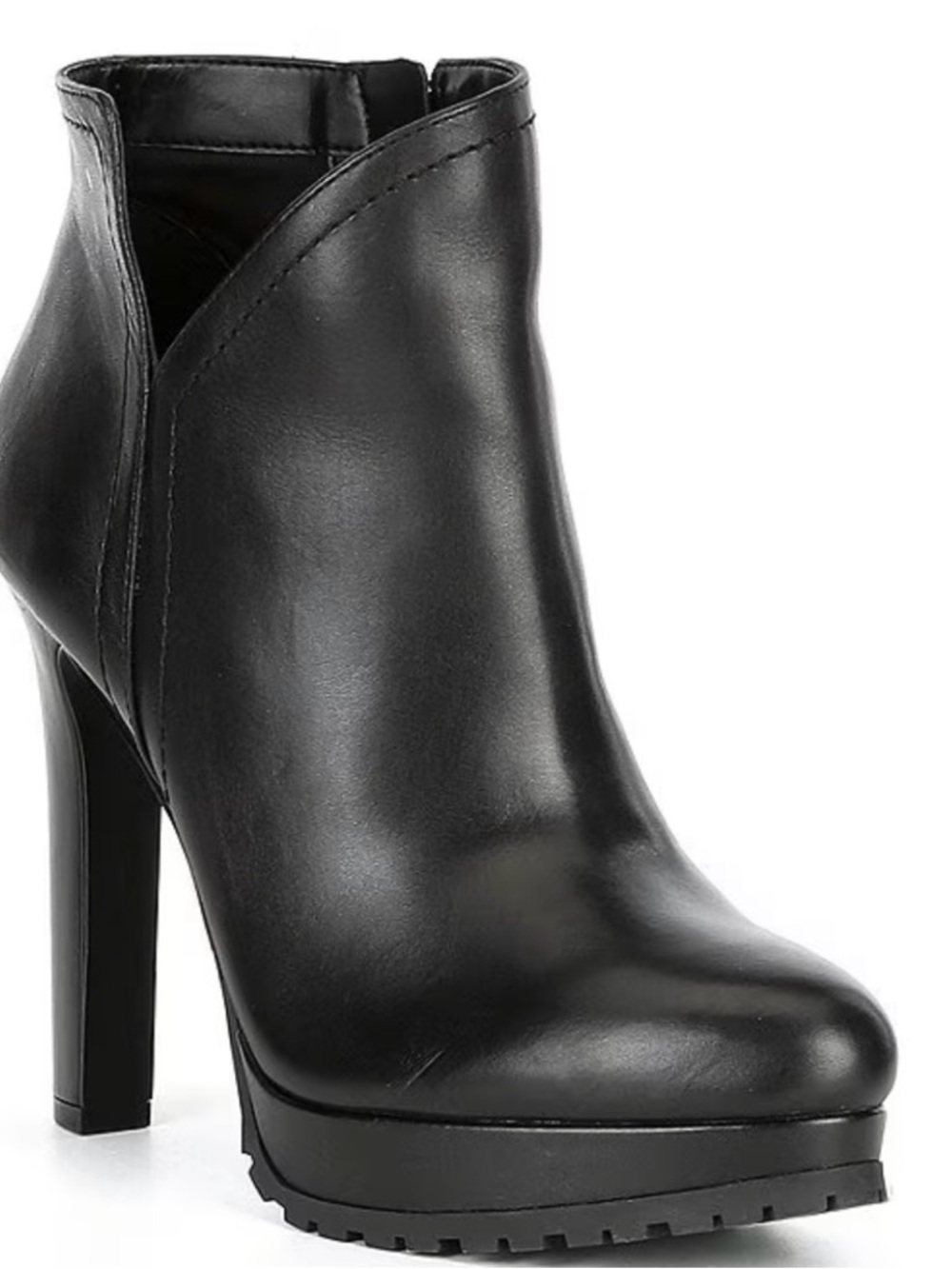 Gianni Bini Black Leather-Look High Heel Ankle Boot - Picture 1 of 10